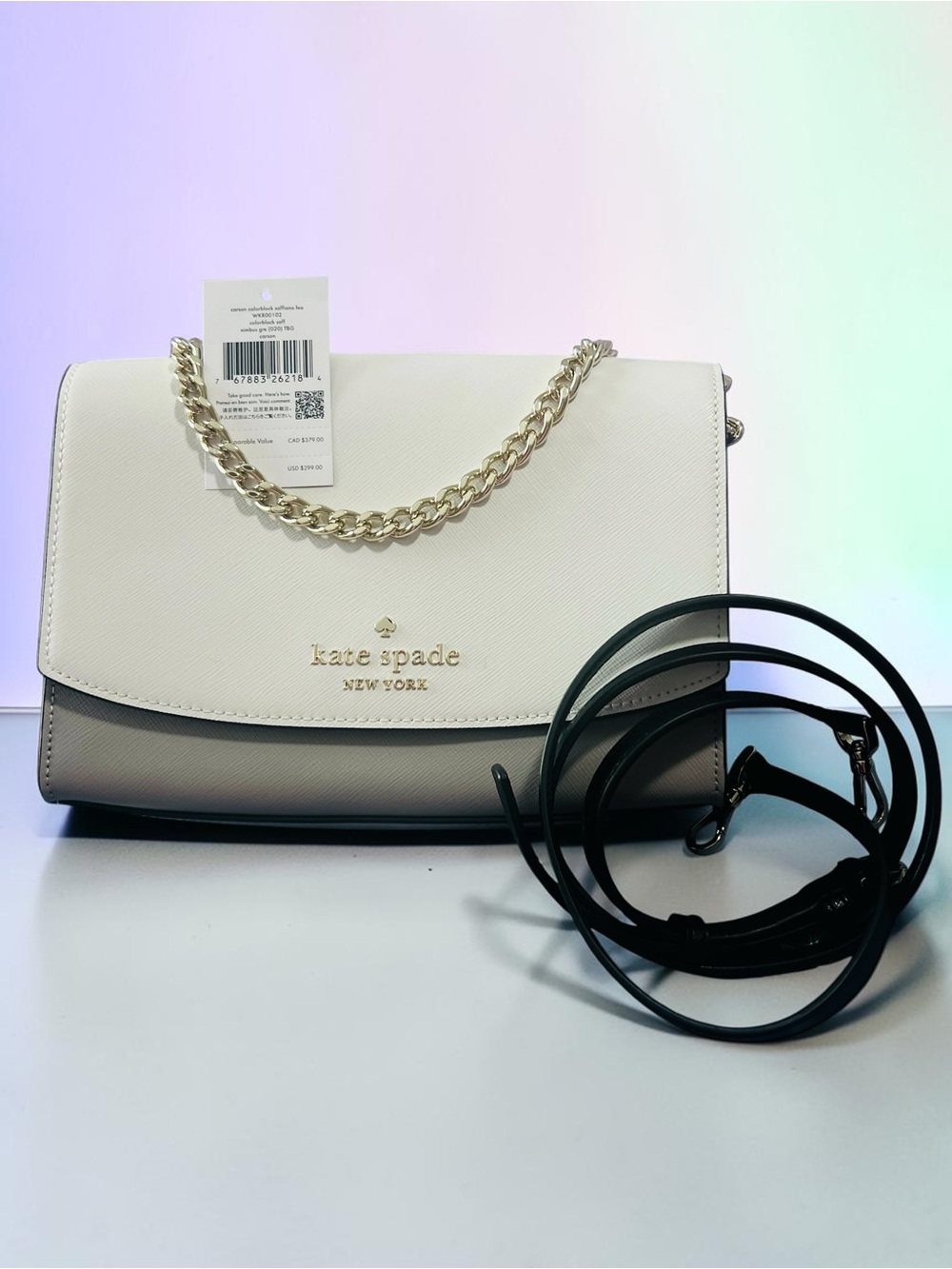NWT! Kate Spade "Carson" crossbody grey/white/ black - Picture 6 of 12